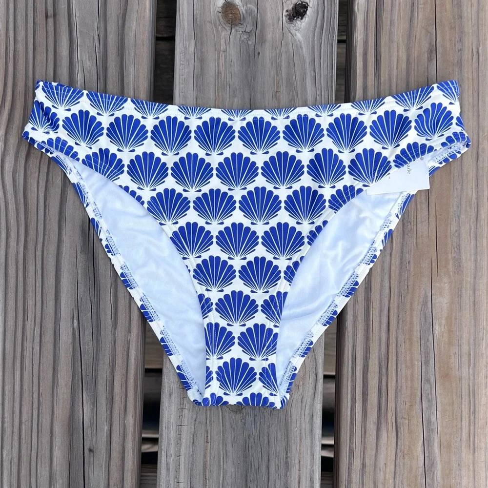 - Kate Spade L Hi Leg Cheeky Blueberry Shell Bikini Bottom! NEW!